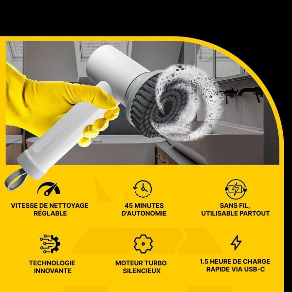 Brosse De Nettoyage Électrique Portable 5-en-1 (5 Têtes différentes) - Occamarket