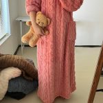 Robe pull d'hiver longue manche en velours pour la maison - Occamarket