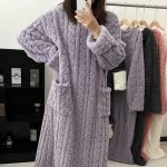 Robe pull d'hiver longue manche en velours pour la maison - Occamarket