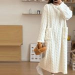 Robe pull d'hiver longue manche en velours pour la maison - Occamarket