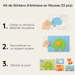 Kit de Stickers d’animaux en mousse (12 pcs) - Occamarket
