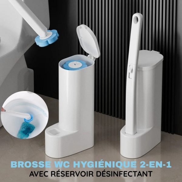 Brosse WC Hygiénique 2-en-1 avec Réservoir Désinfectant + 6 têtes de brosse OFFERTES - Occamarket