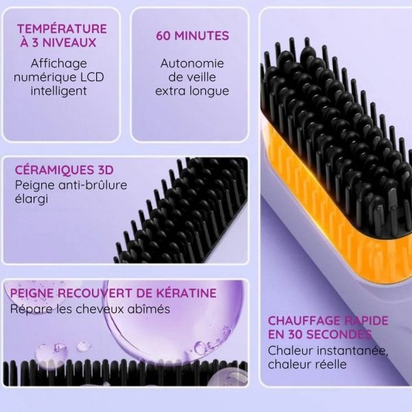Brosse lissante électrique à affichage digital - Occamarket
