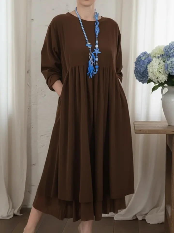 luxo7-35887-1 Robe Midi Ample à Double Ourlet - Occamarket
