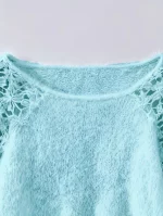 Pull Ajouré Épaules Dénudées en Dentelle - Occamarket