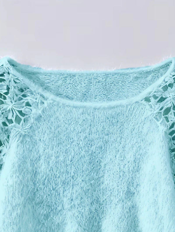 luxo7-36030-1 Pull Ajouré Épaules Dénudées en Dentelle - Occamarket