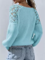 Pull Ajouré Épaules Dénudées en Dentelle - Occamarket