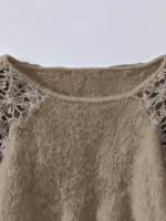 Pull Ajouré Épaules Dénudées en Dentelle - Occamarket