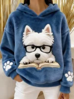 Sweat à Capuche Flanelle Motif Westie - Occamarket