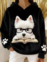 Sweat à Capuche Flanelle Motif Westie - Occamarket