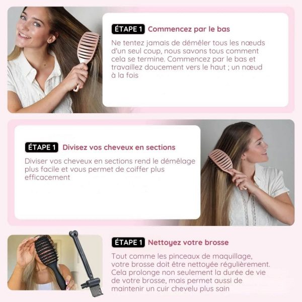 Brosse démêlante incurvée en poils de sanglier - Occamarket