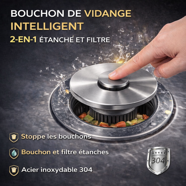 Bouchon de Vidange Intelligent avec Filtre Anti-Bouchage - Occamarket