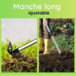 Houe de jardin avec manche télescopique 2-en-1 - Occamarket