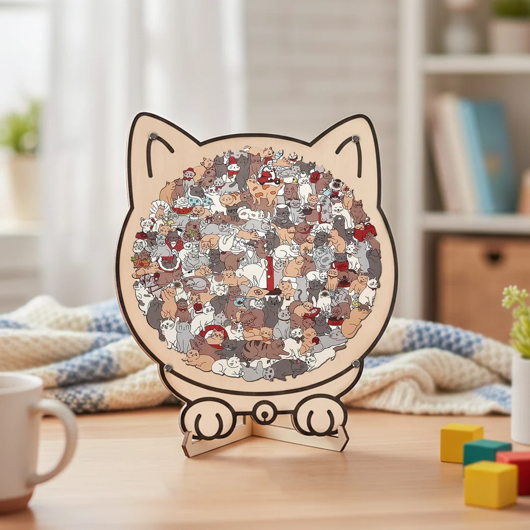 luxo7-37099-1 Puzzle Chat en Bois Relaxant – Un Moment Anti-Stress pour Toute la Famille - Occamarket