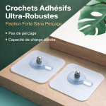Crochets Adhésifs Ultra-Robustes – Fixation Forte Sans Perçage : 10 pièces - Occamarket