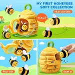 Ensemble de jouets sensoriels bébé 6-12 mois Yokibo en peluche abeille (nid d’abeille) avec 5 accessoires – Image 5
