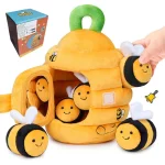 Ensemble de jouets sensoriels bébé 6-12 mois Yokibo en peluche abeille (nid d’abeille) avec 5 accessoires – Image 8