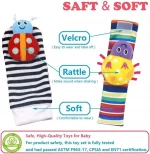 Lot de 4 chaussettes hochet bébé 0 à 12 mois en coton avec animaux, pour poignets et chevilles – Image 5