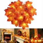 Guirlande Lumineuse Feuilles d'Érable - Décoration LED pour Automne, Noël et Fêtes
