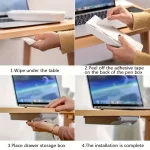 1pc White SelfAdhesive Storage Drawer Box Makeup Pencil Tray Desk Hidden Under Desk Stand Self-adhesive Under-drawer Storage Box – Image 4