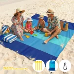 Tapis de Plage et Pique-Nique XXL - Imperméable, Anti-Sable, Séchage Rapide avec Piquets