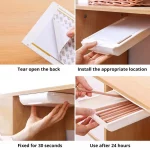1pc White SelfAdhesive Storage Drawer Box Makeup Pencil Tray Desk Hidden Under Desk Stand Self-adhesive Under-drawer Storage Box – Image 5