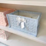 Panier de Rangement Carré en Dentelle Fleurie – Organiseur de Bureau Matelassé Style Coréen – Image 7