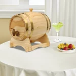 3L/5L Oak Wood Wine Barrel Whisky Wine Barrel Dispenser with Stand&Tap Home Bourbon Rum Wine Storage Barrel Container – Image 2