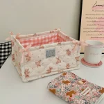 Panier de Rangement Carré en Dentelle Fleurie – Organiseur de Bureau Matelassé Style Coréen – Image 20