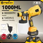 Pistolet à Peinture Sans Fil 1000ML - Pulvérisateur Portable HVLP avec 4 Buses en Cuivre