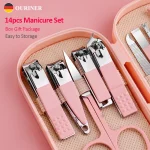 Set de Manucure et Pédicure Deluxe 14 Pièces – Ciseaux, Coupe-Ongles et Cure-Oreilles en Acier Inoxydable