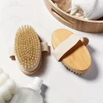 Natural Bristle Body SPA Brush for Wet and Dry Skin, Soft Bath Massager for Home Use – Image 2