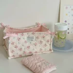 Panier de Rangement Carré en Dentelle Fleurie – Organiseur de Bureau Matelassé Style Coréen – Image 11