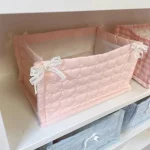 Panier de Rangement Carré en Dentelle Fleurie – Organiseur de Bureau Matelassé Style Coréen – Image 8