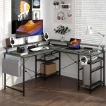 Bureau Gamer d'Angle avec LED RGB, Rangements et Prise USB - Gris/Noir – Image 6
