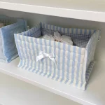 Panier de Rangement Carré en Dentelle Fleurie – Organiseur de Bureau Matelassé Style Coréen – Image 17