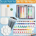 Kit de Peinture Acrylique Complet pour Débutants - Toile, Pinceaux, Palette et Couleurs