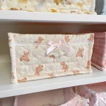 Panier de Rangement Carré en Dentelle Fleurie – Organiseur de Bureau Matelassé Style Coréen – Image 18