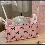 Panier de Rangement Carré en Dentelle Fleurie – Organiseur de Bureau Matelassé Style Coréen – Image 3