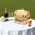 3L/5L Oak Wood Wine Barrel Whisky Wine Barrel Dispenser with Stand&Tap Home Bourbon Rum Wine Storage Barrel Container – Image 3