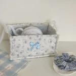 Panier de Rangement Carré en Dentelle Fleurie – Organiseur de Bureau Matelassé Style Coréen – Image 23