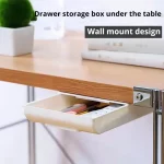 1pc White SelfAdhesive Storage Drawer Box Makeup Pencil Tray Desk Hidden Under Desk Stand Self-adhesive Under-drawer Storage Box – Image 3