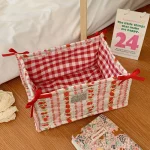 Panier de Rangement Carré en Dentelle Fleurie – Organiseur de Bureau Matelassé Style Coréen – Image 16