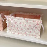 Panier de Rangement Carré en Dentelle Fleurie – Organiseur de Bureau Matelassé Style Coréen – Image 24
